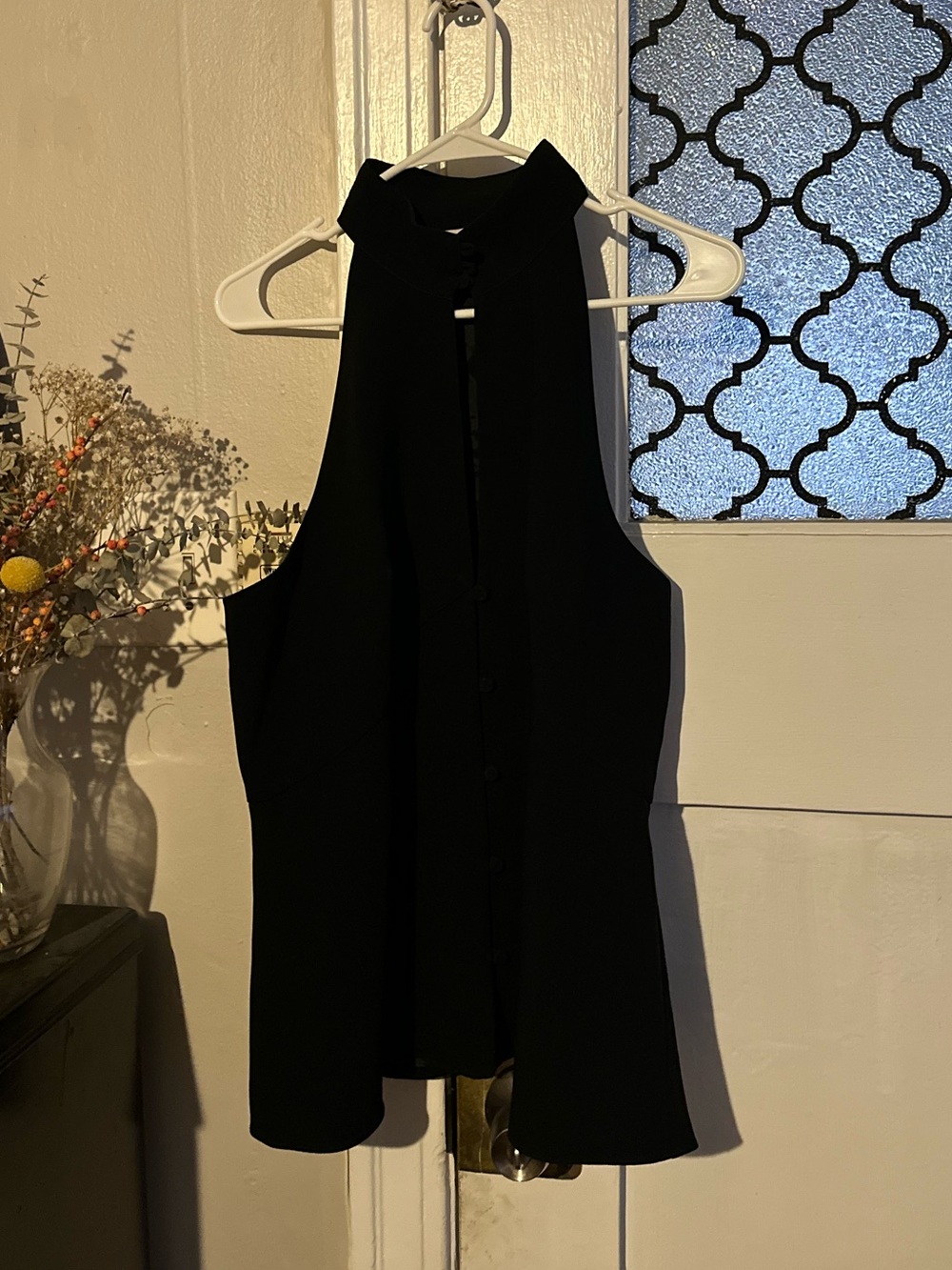 cinq a sept Black Sleeveless Mock-Neck Top with keyhole detail